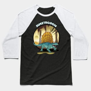 Dimetrodon Prehistoric Design With Background Baseball T-Shirt